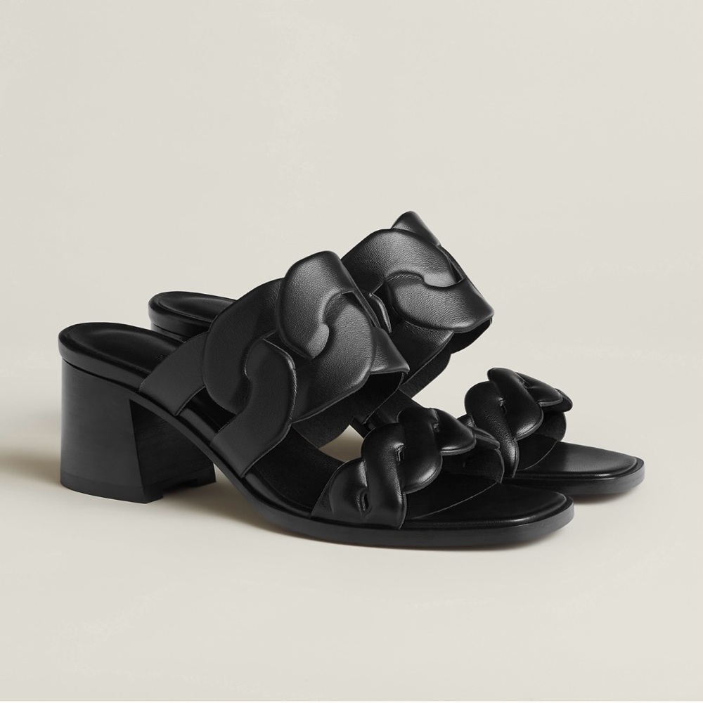 Hermès Noir Gaby Sandals